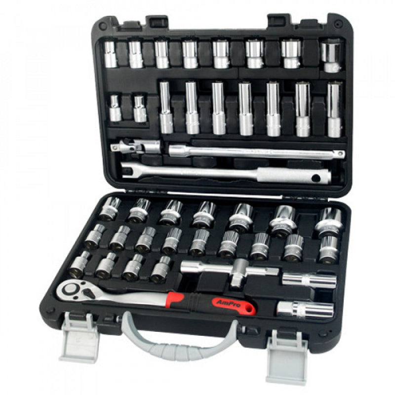 AmPro 1/2"Dr Std & Deep Socket Set 6pt 45pc