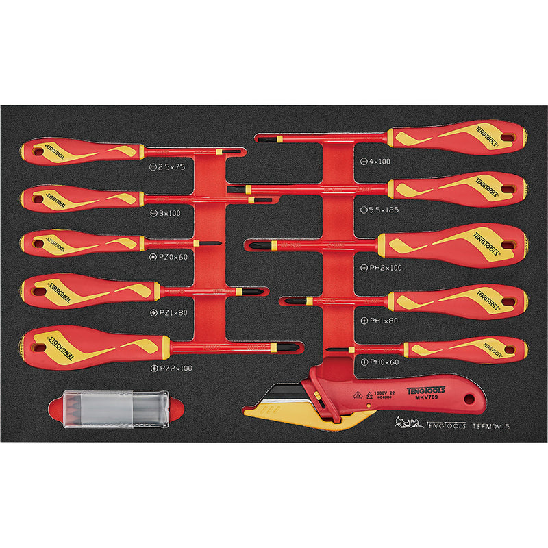 Teng 15Pc Insulated Screwdriver & Knife Set Eva3