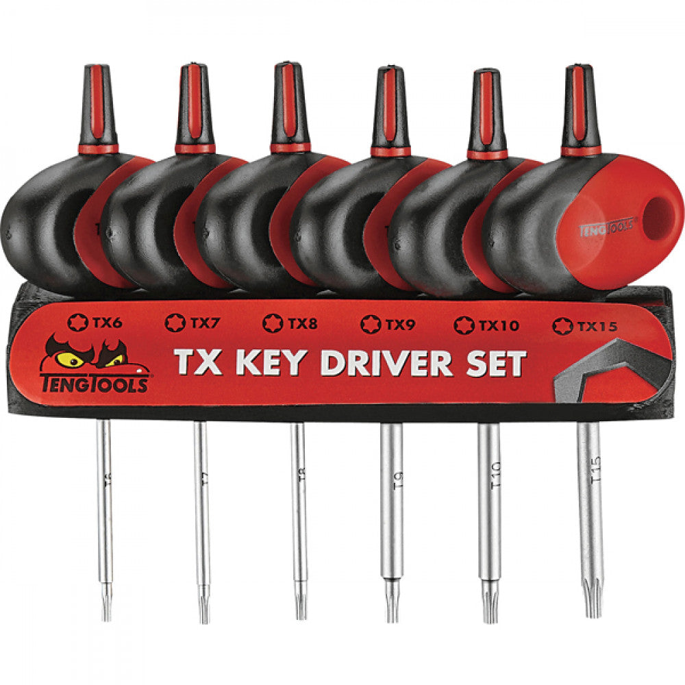 Teng 6Pc Md Mini Tx T-Handle S/Driver Set W/Holder