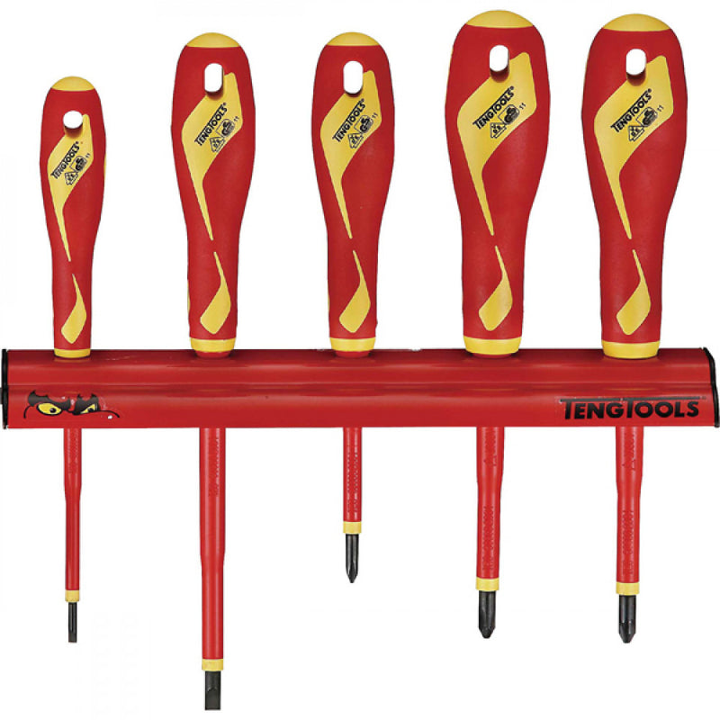 Teng 5Pc 1000V Vde Screwdriver Set W/ Wall Rack