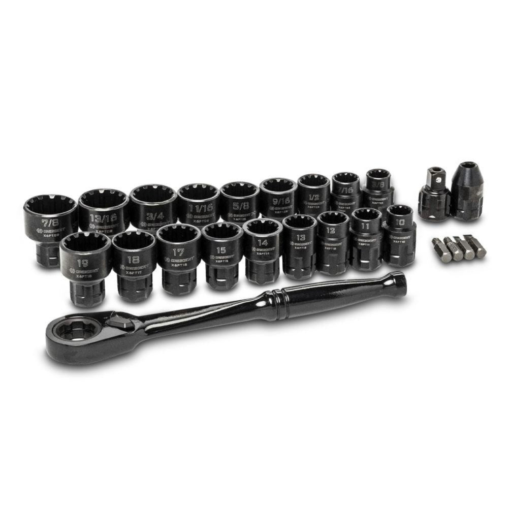 Crescent 25Pc 3/8in. Drive Pass-Thru™ X6™ Standard Spline Mechanics Tool Set