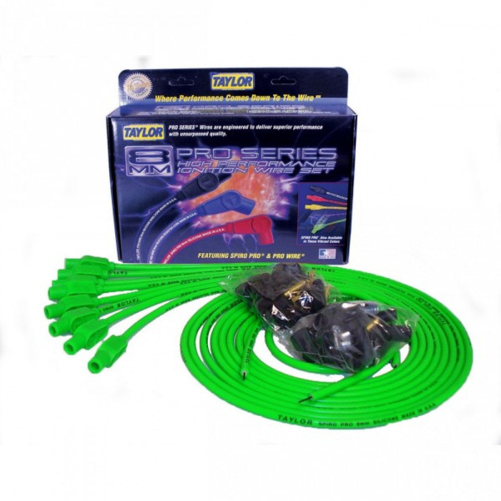 Taylor HT Igition Leads HOT LIME 8mm Straight #78555