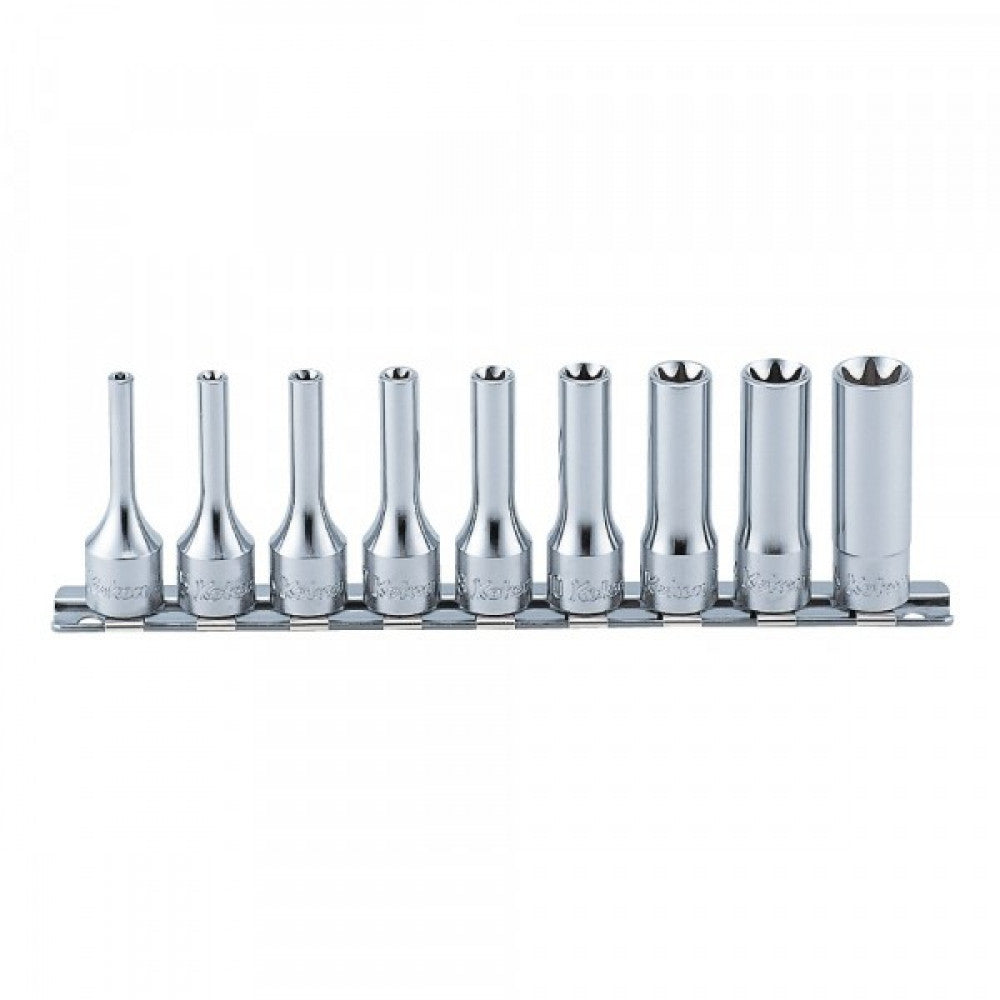 Koken 3/8"Sq. Dr. Torx Deep Socket Set On Rail-9pc