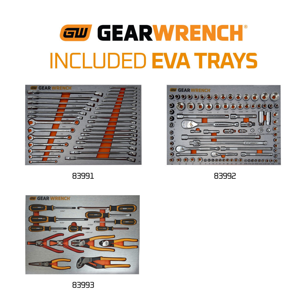 GEARWRENCH 135Pc Combination Tool Kit + 28in. Tool Chest & Tool Trolley