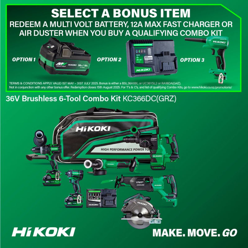 HiKOKI 36V Premium Brushless 6-Tool Kit - KC366DC(GRZ)
