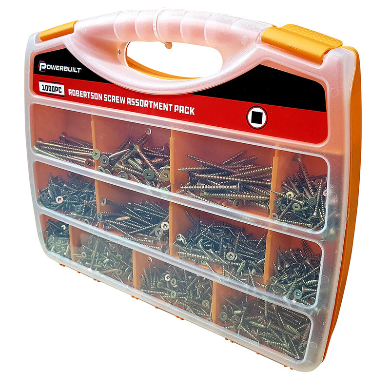 Powerbuilt 1000pc Robertson Screw Assortment Pack