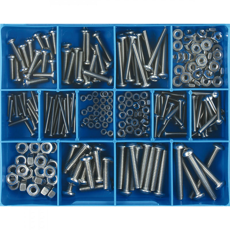 256PC STAINLESS MACHINE SCREWS & NUTS ASSORTMENT