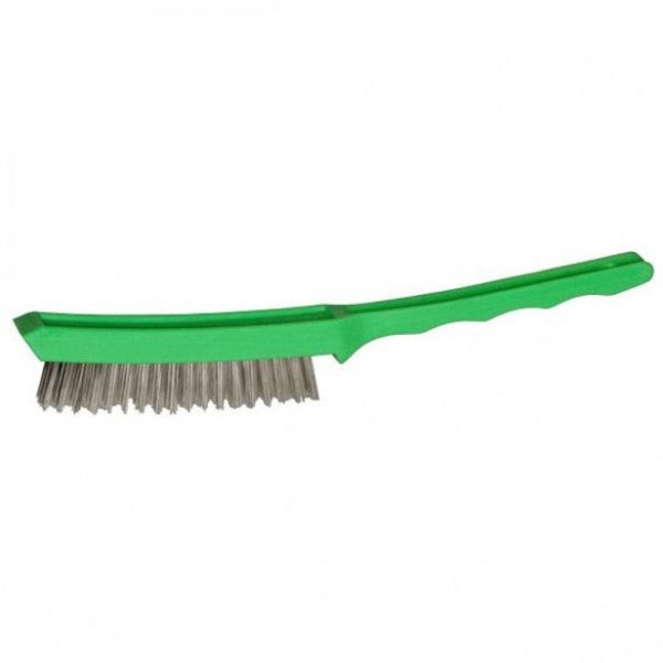 4 Row Stainless Steel Scratch Brush Green Plastic Handle