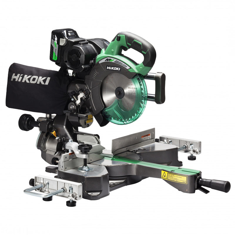 HiKOKI 36V Brushless 185mm Premium Slide Compound Mitre Saw Kit (2x BSL36B18)