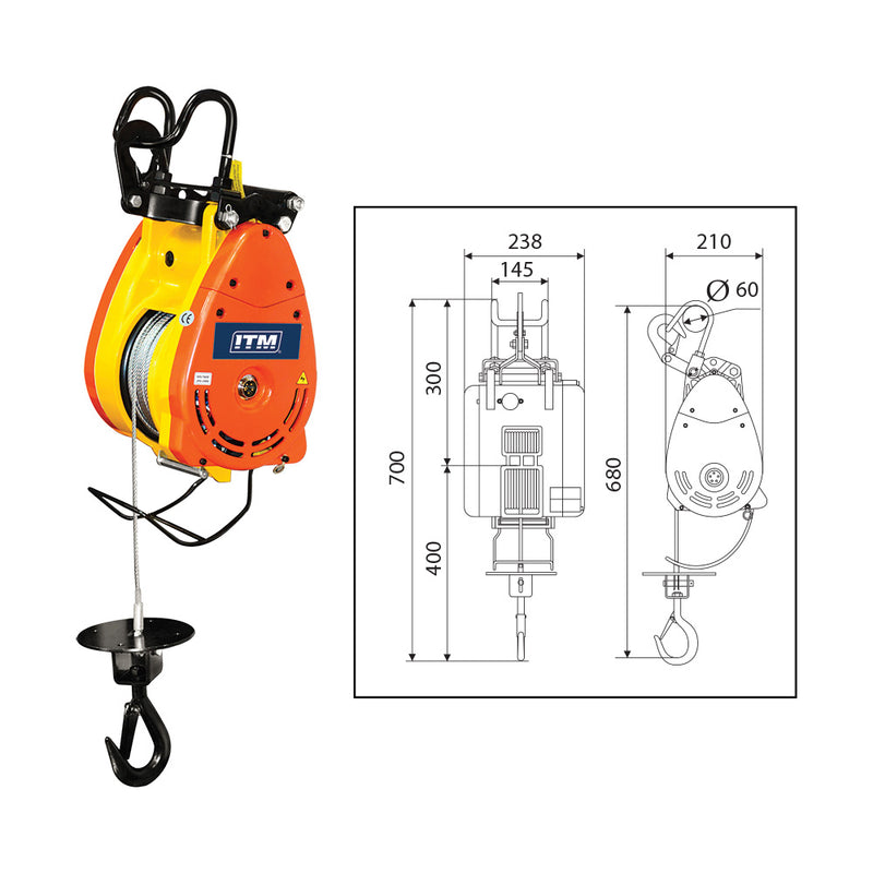 ITM Electric Hoist, Builders Wire Hoist, 500Kg