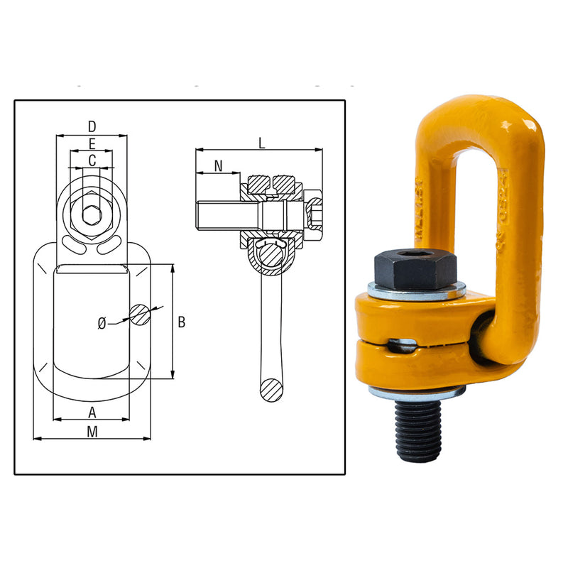 ITM G80 Lifting Point-Mega Eye Bolt-M12-1 T