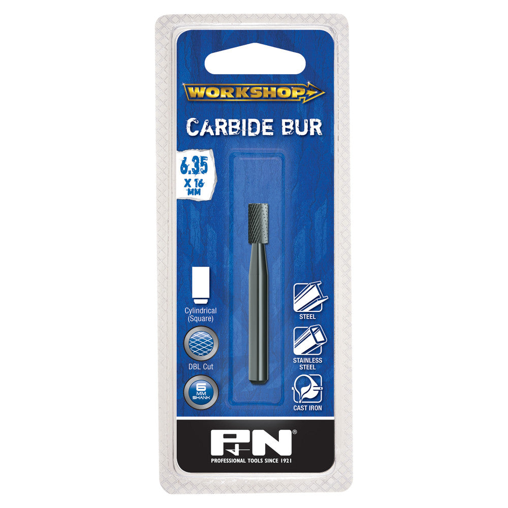 6.35X16mm P&N Carbide Bur Cylindrical (Square)