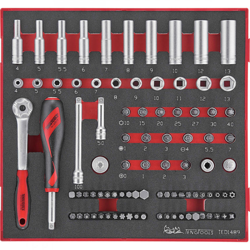 89Pc 1/4in Dr 6-Pnt Skt & Accessory Set 4-13mm