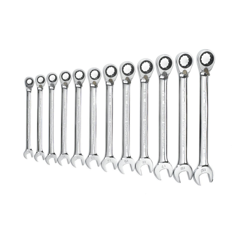 GearWrench 12Pc 12 Point Reversible Ratcheting Combination Metric Wrench Set