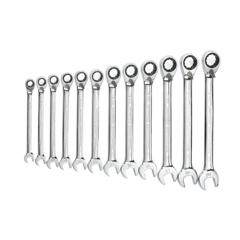 GearWrench 12Pc 12 Point Reversible Ratcheting Combi Metric Wrench Set  9620N