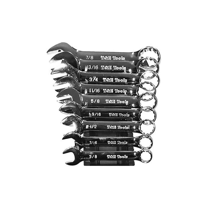 T&E Tools 9Pc Stubbie Combination Wrench Set