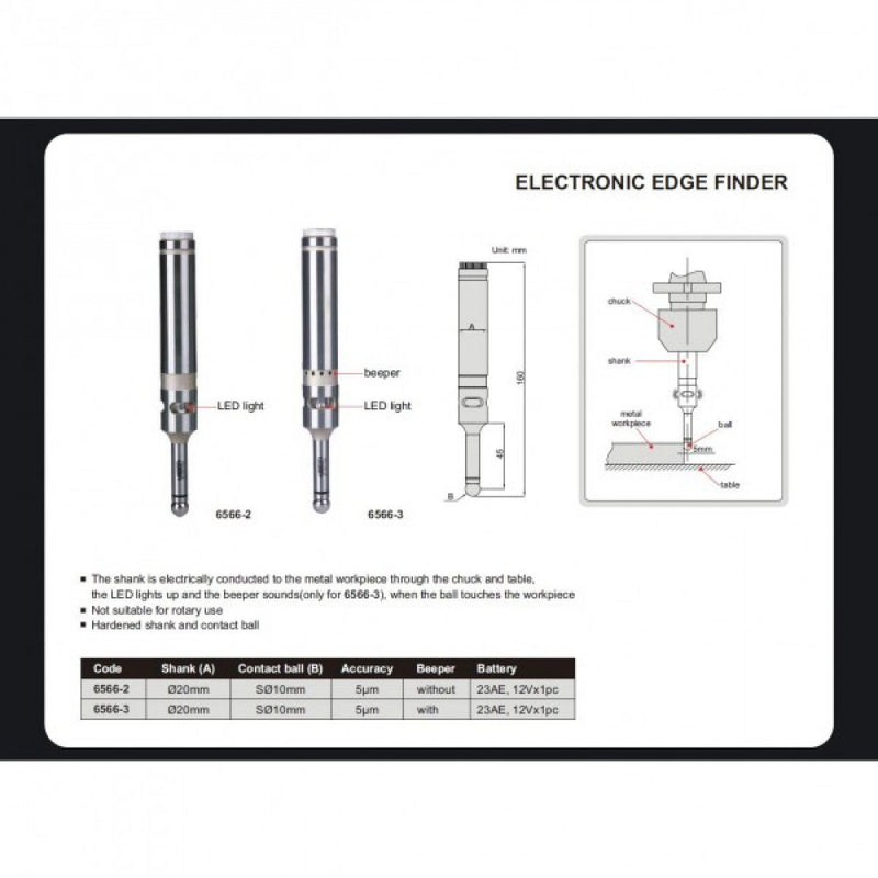 Electronic Edge Finder 20mm Shank x 10mm Contact Diameter Insize 6566-2