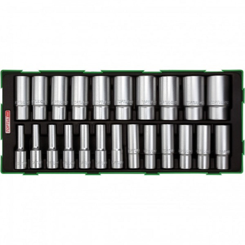 Toptul Deep Flank Socket Set 1/2"Drive 23 Pieces