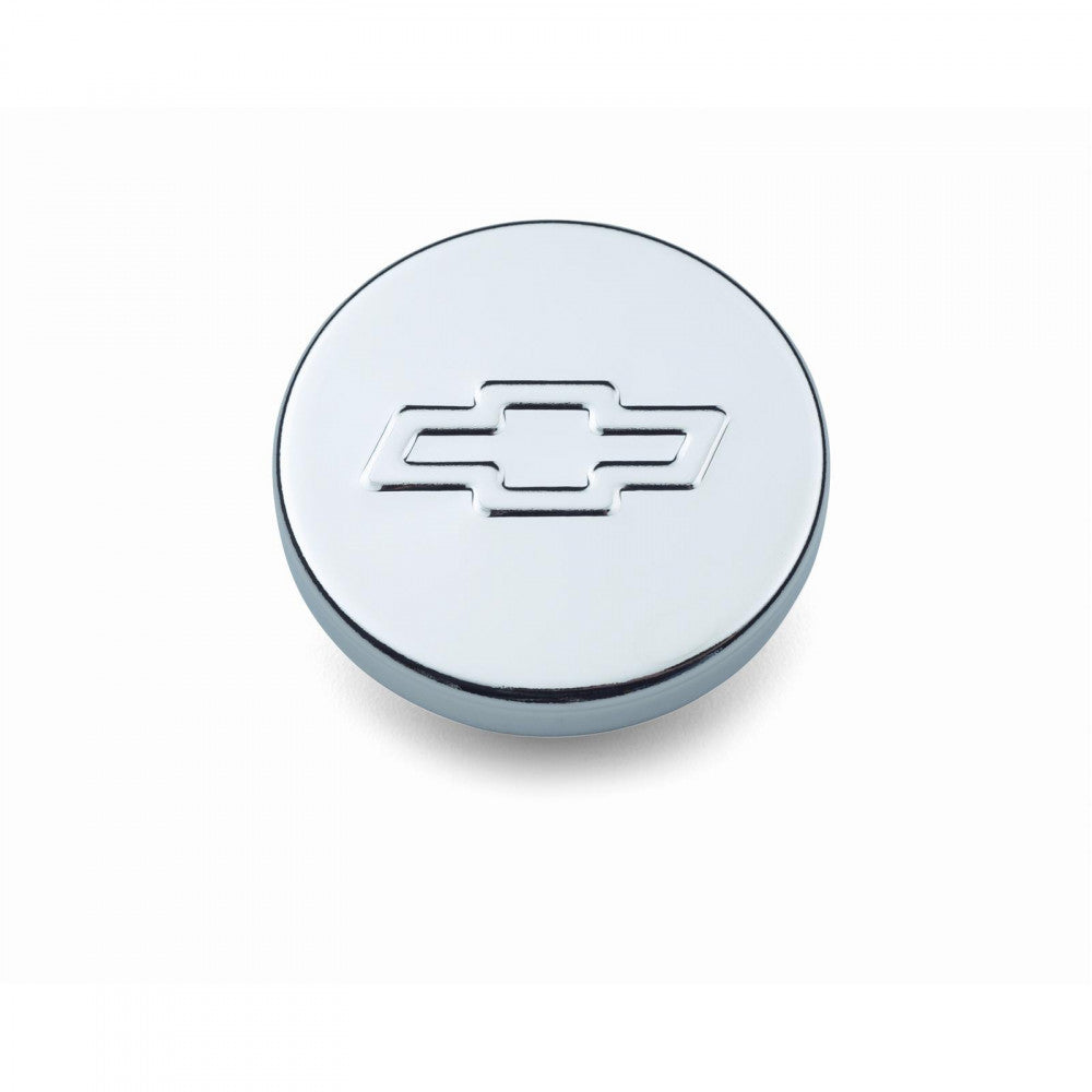 Proform Oil Fill Cap, Push-On, 1-1/4" Valvecover Hole,Bowtie Logo, Steel,Chrome