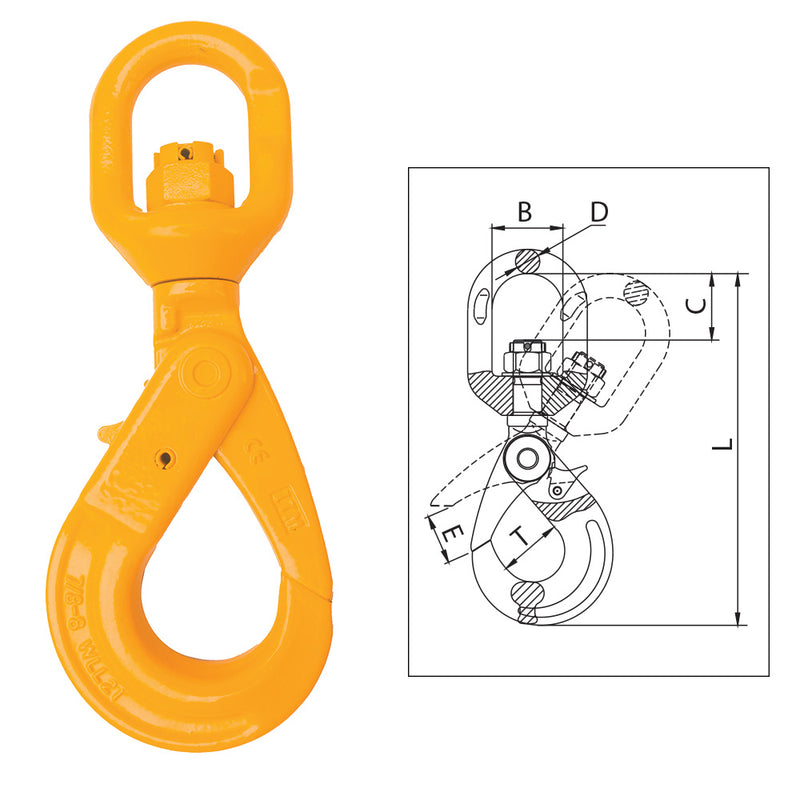 ITM G80 Eye Swivel Self Locking Hook - 7-8mm Chain