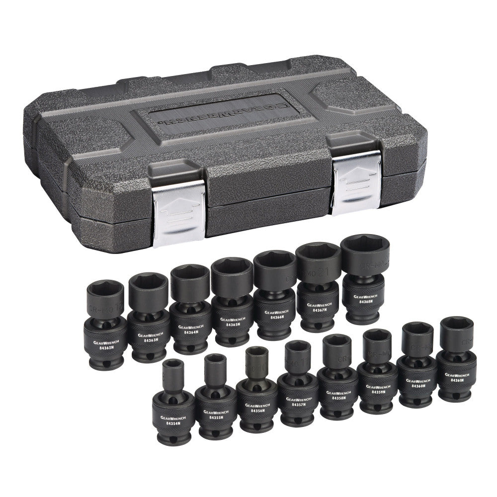 GearWrench 15 Pc. 3/8" Drive 6 Point Standard Universal Impact Metric Socket Set