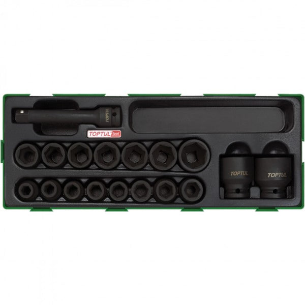 TI Impact Socket Kit 1/2"Dr 18Pce 10-32mm In Plastic Tray Toptul GTA1836