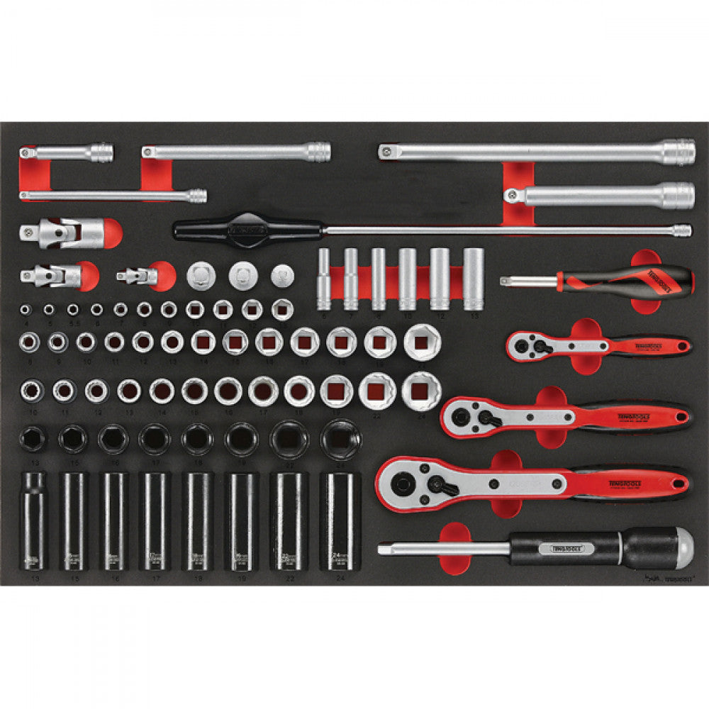Teng 77Pc 1/4,3/8 & 1/2in Dr. Metric Skt & Acc Set