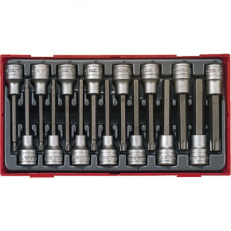 Teng 15Pc 1/2in Dr. Tx & Hex Long Bits Skt Set - T