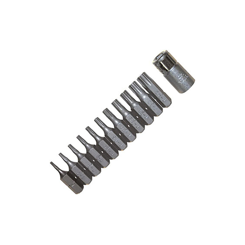 T&E Tools 1/4" Dr. 12Pc Torx Bit Set With Holder