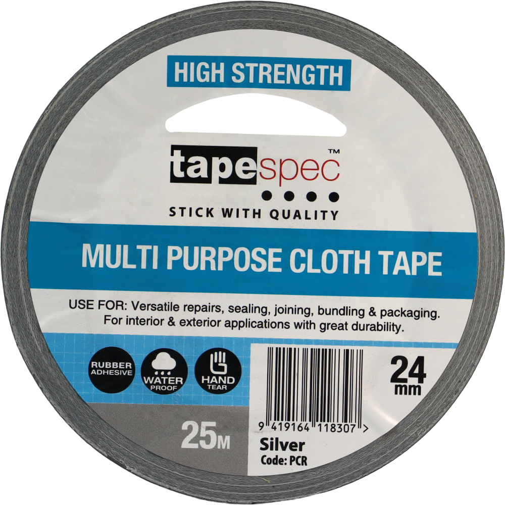 Waterproof Multi-Purpose Cloth Tape Silver 48mm x 25m