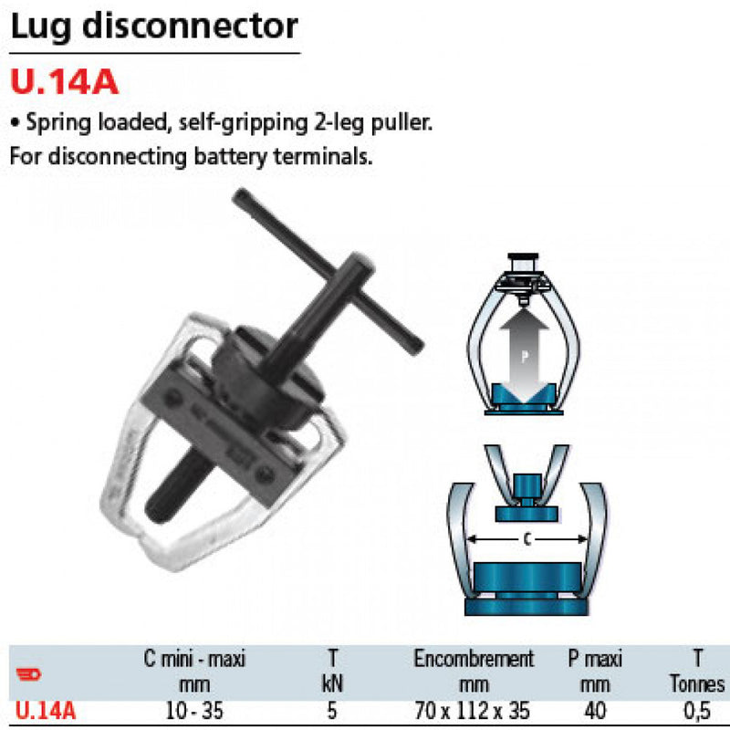 Facom U.14A Selfgrip 2-Leg Puller 0-35mm