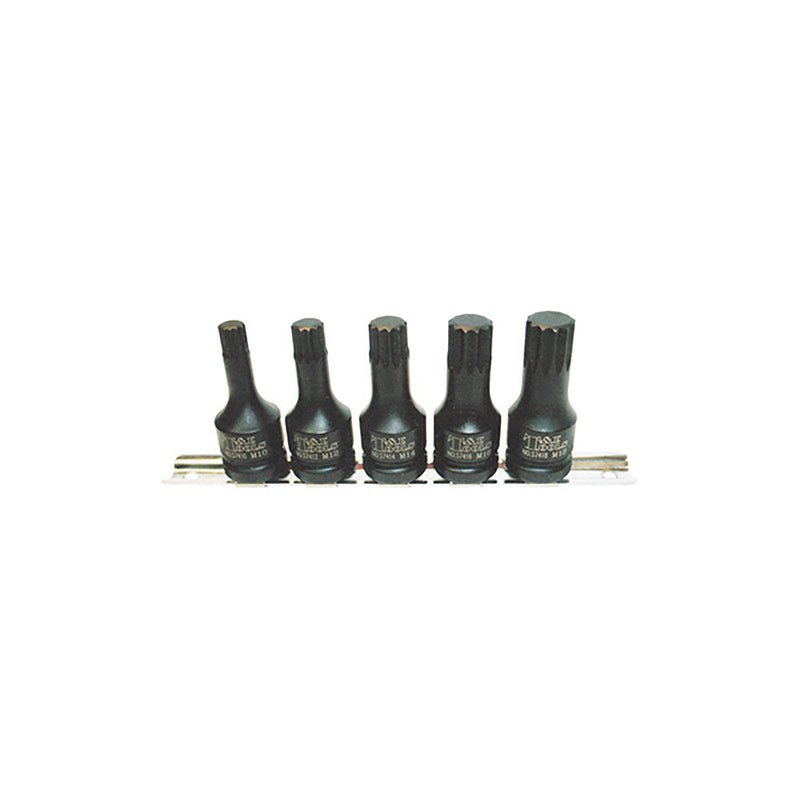 T&E Tools 1/2" Dr. 5 Piece M10-M18 Impact Socket Set