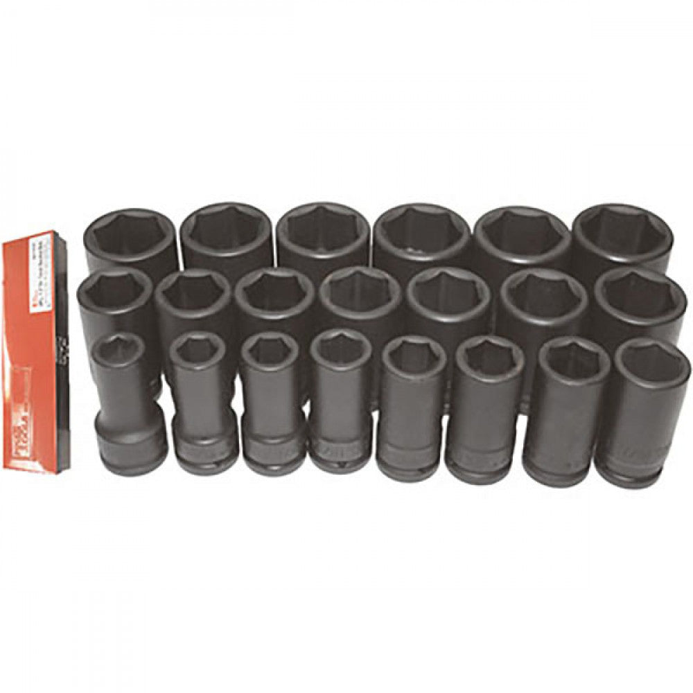 T&E Tools 21Pc 3/4" Drive SAE Deep Impact Socket Set