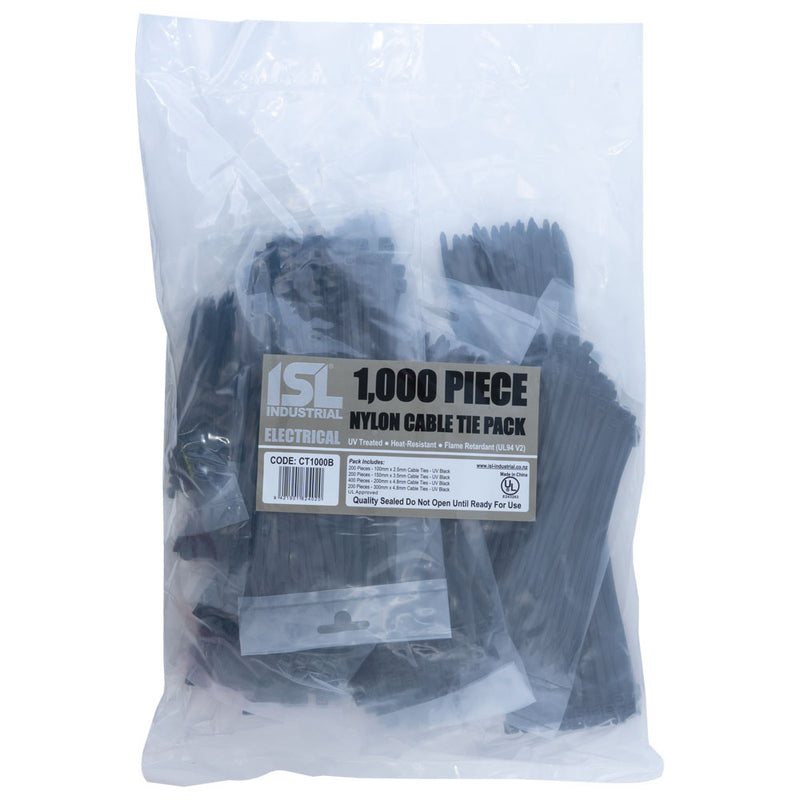 Isl 1000Pc Cable Tie Assorted Pack - Uv Black