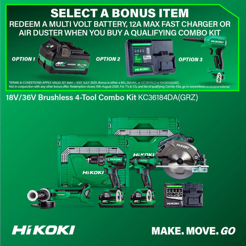 HiKOKI 36V/18V Multi Volt Brushless 4-Tool Kit - KC36184DA(GRZ)
