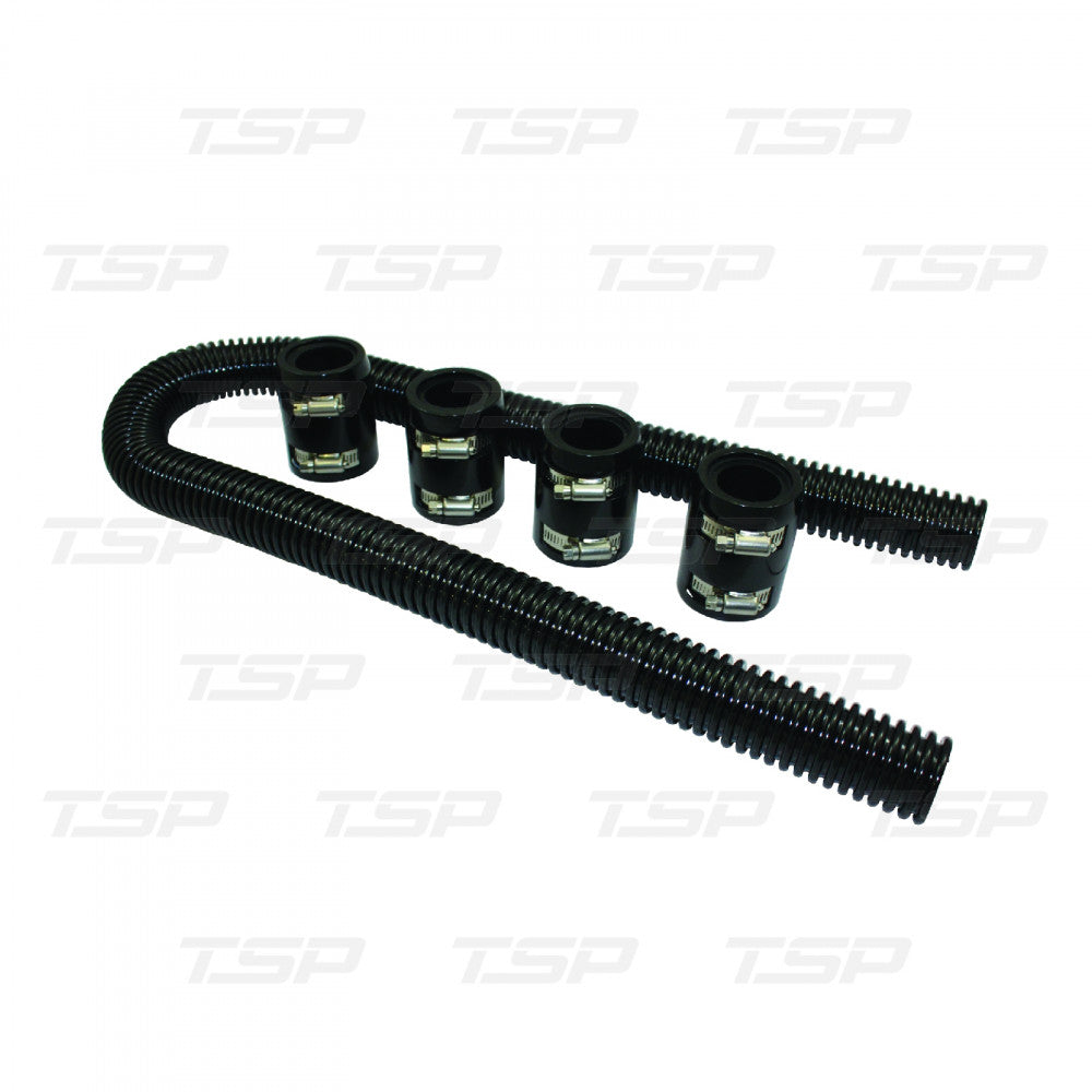 TSP BLACK STAINLESS STEEL 48" FLEXIBLE RADIATOR HOSE KIT #SP6454
