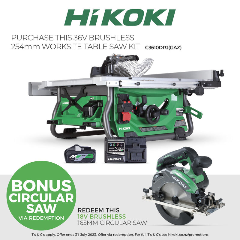 HiKOKI 36V Brushless 254mm Worksite Table Saw Kit