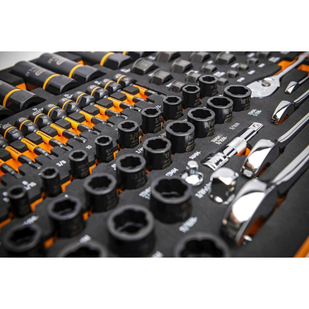 GearWrench 97Pc 1/4 3/8 & 1/2in. Drive Bolt Biter Mechanics Tool Set In EVA Tray