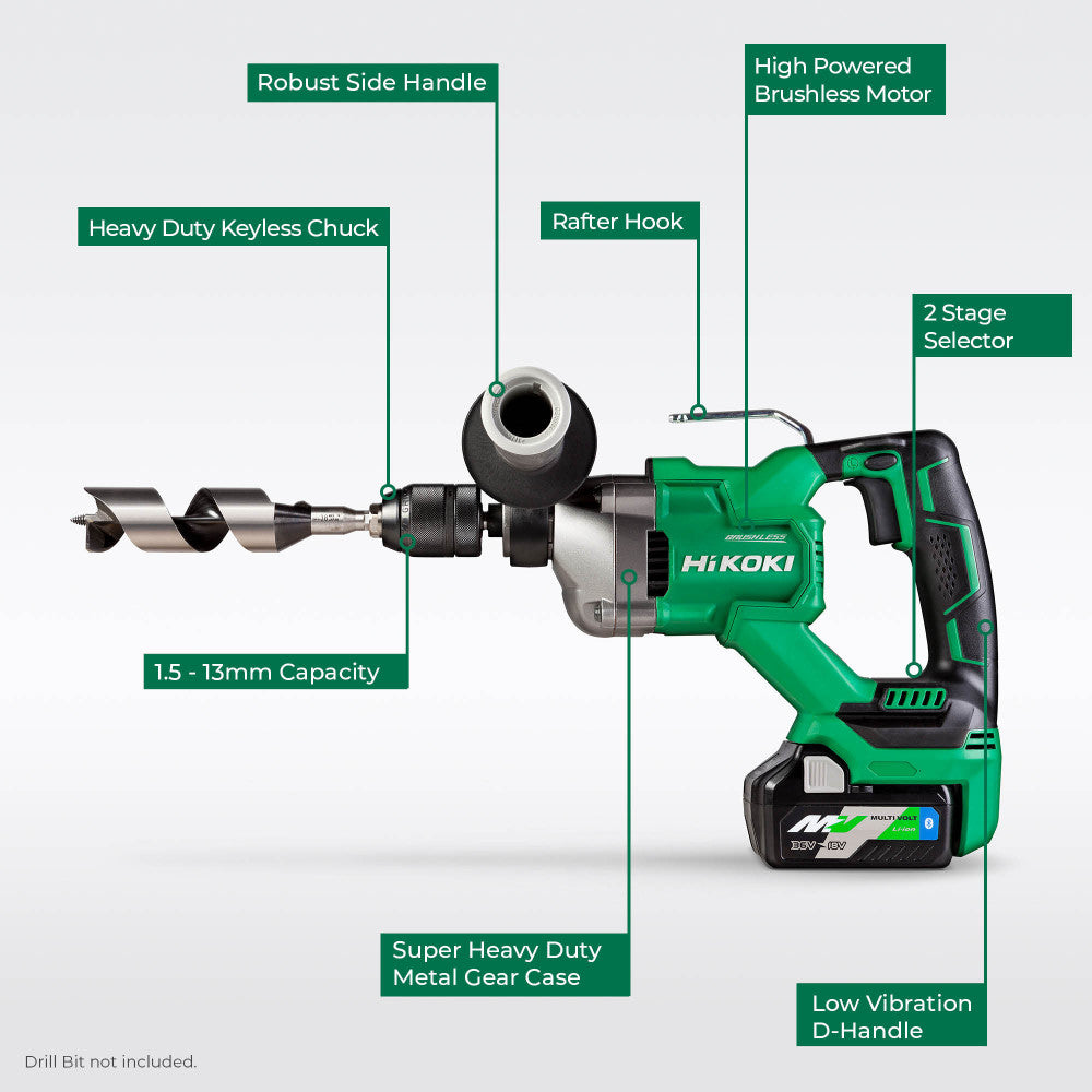 HiKOKI 36V 13mm Heavy Duty Brushless Drill - D3613DA(G4Z)