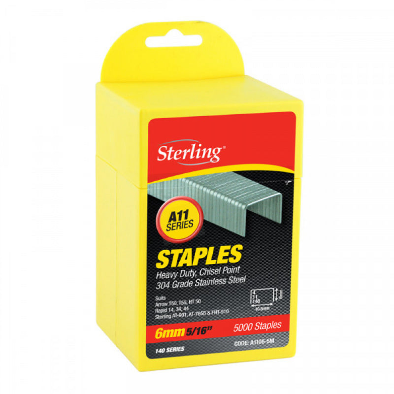 Sterling 140 Series Plastic Box Staples 6mm x 5000