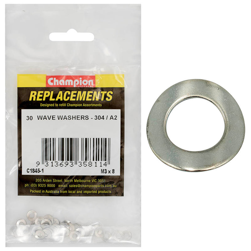 Washer Wave Stainless Steel M3 x 8mm 304/A2 30 Pack