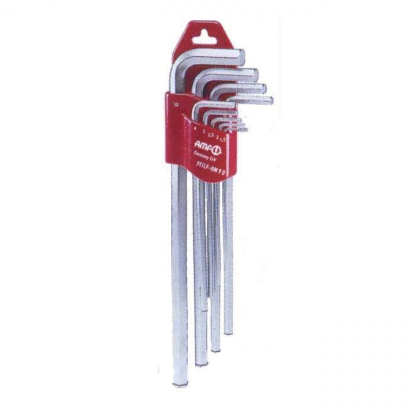 Hex Key Set Metric 1.5 - 10mm Ball Ended Extra Long 9 Pce AMF 46524 / 911LG-HM9C