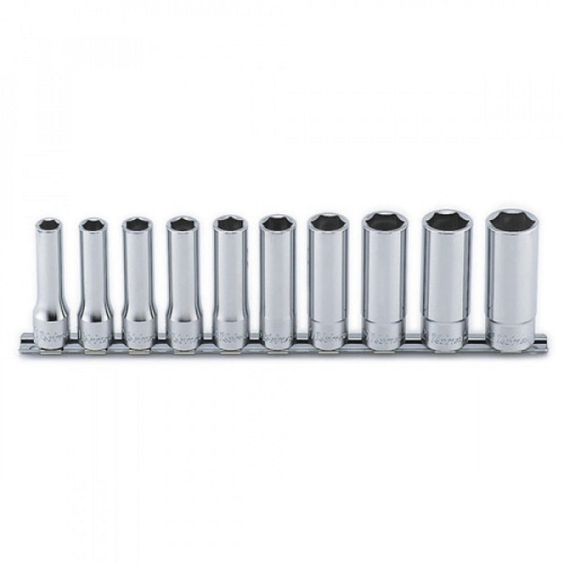 Koken 1/2" Dr Deep Socket Set On Rail - 10pc