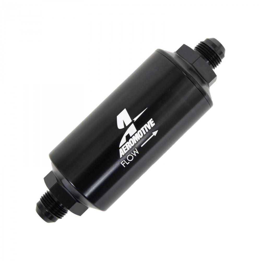 Aeromotive Fuel Filter Billet 10 Mic An-08 Inline Micro Glass Element, Black