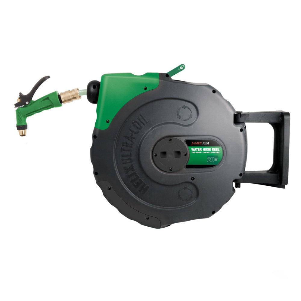 Jamec Water Hose Reel - Retractable - 12mm (1/2") - 20 Metres - PVC Hose