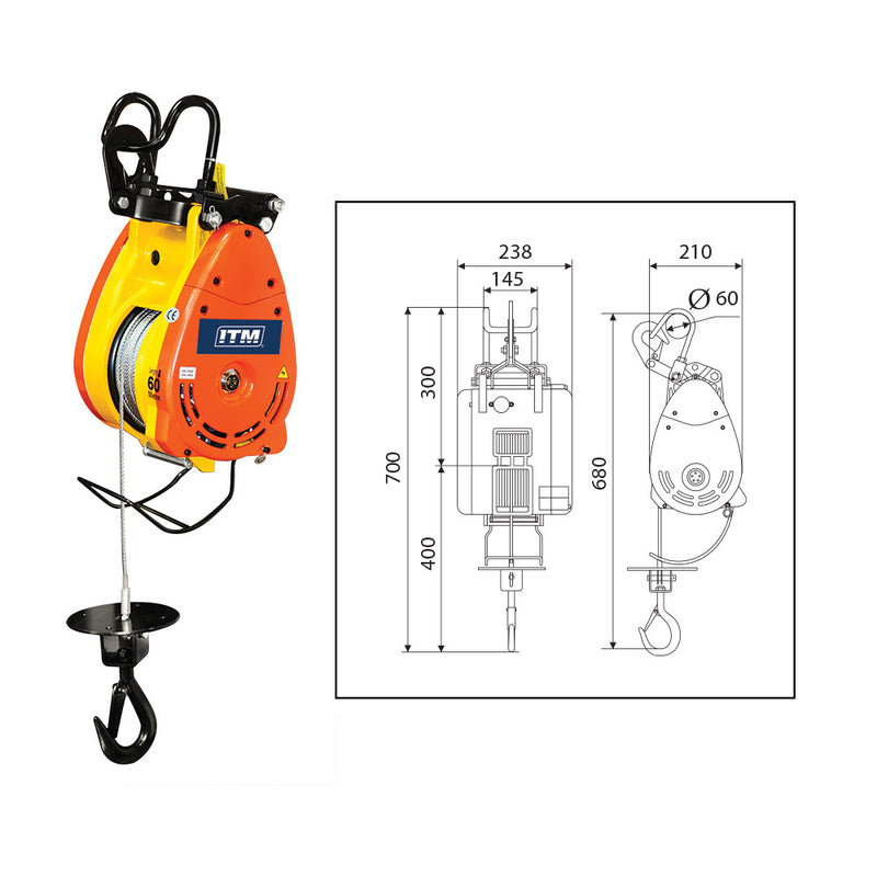 ITM Electric Hoist, Builders Wire Hoist, 360Kg