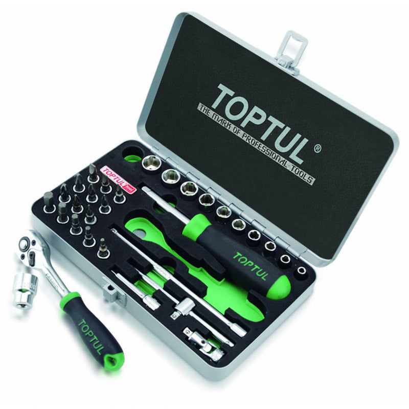 Toptul 1/4” Drive Socket & Bit Set Metric 31pce