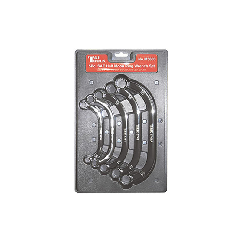 T&E Tools 5 Piece Half Moon Wrench Set