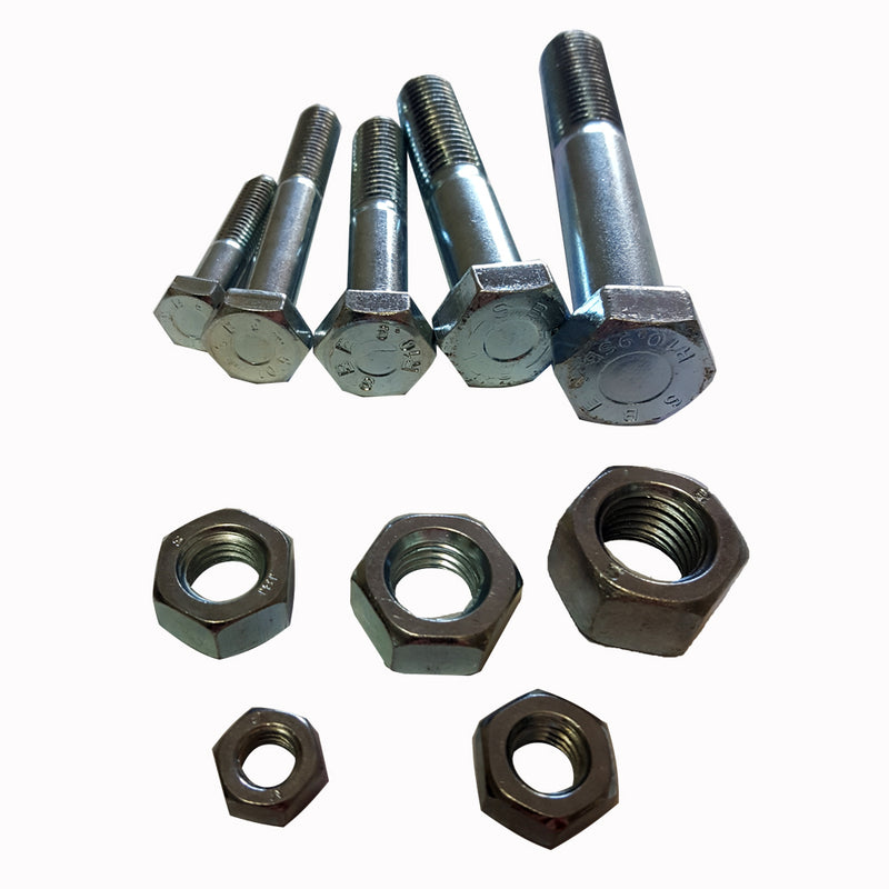 M8 x 20 Metric 25pc Hex Bolt & Nut ZP Class 10.9