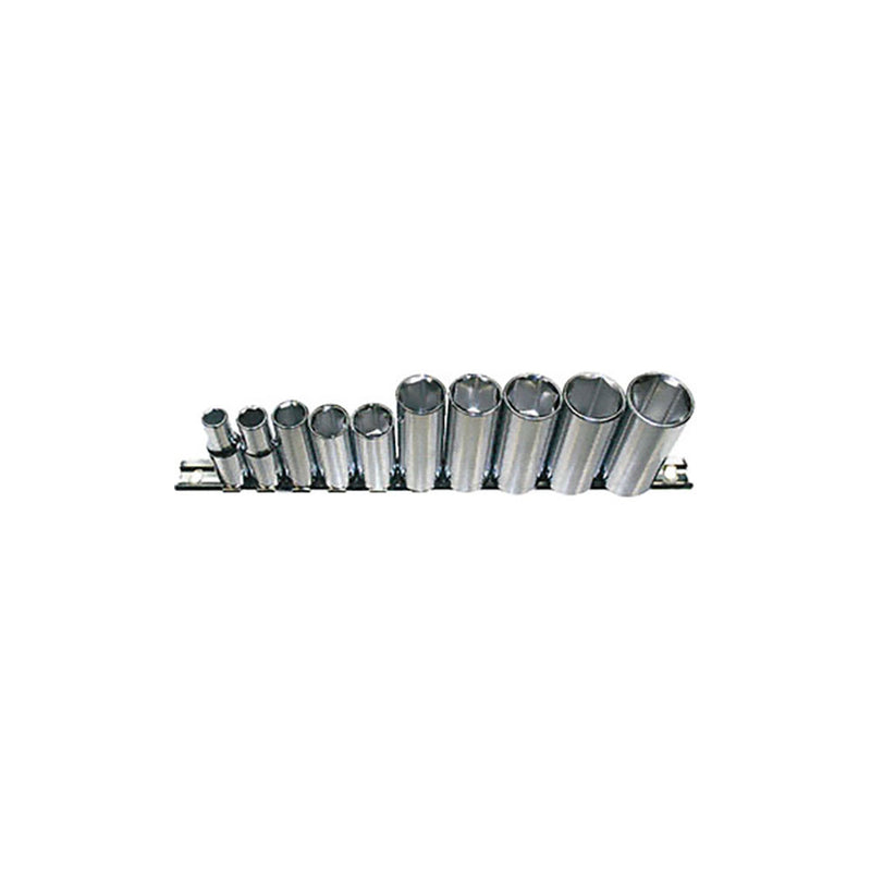 T&E Tools 3/8" Dr. 5/16-7/8 10Pc 6Pt Sockets On Rail